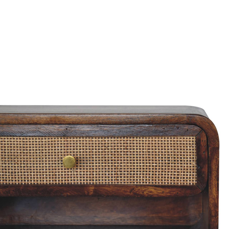 Artisan Furniture Solid Wood Chestnut Wall Mounted Open Woven Bedside