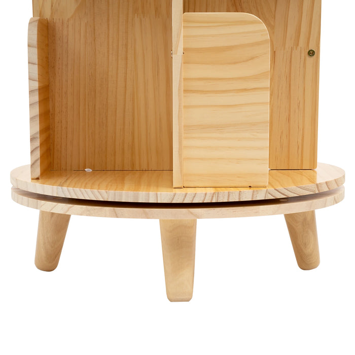 1/2/3/4/5/6 Tier Wooden Bookcase Rotatable Floor Stand Multifunctional Showcase Organizer