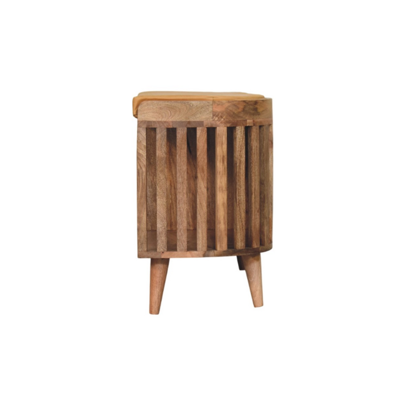 Artisan Furniture Solid Wood Slatted Oak-ish Bench with 3 slots