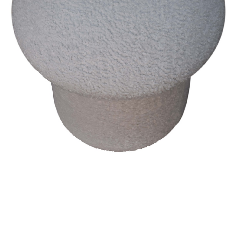 Artisan Furniture Solid Mango Wood White Boucle Mushroom Footstool