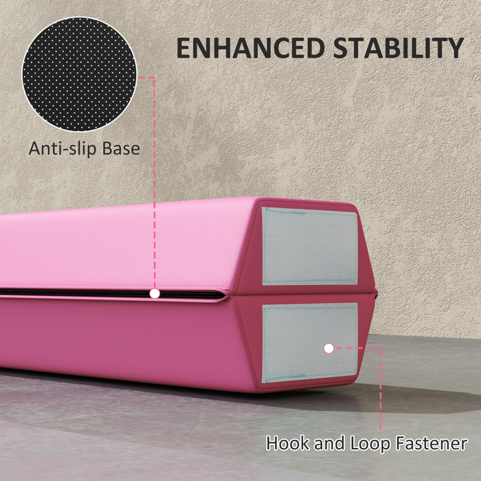SPORTNOW 7.7FT Folding Gymnastics Balance Beam with Anti-Slip Base, Pink