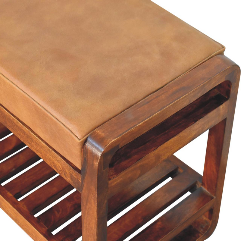 Artisan Furniture Solid Wood Small Buffalo Slatted Hallway Bench