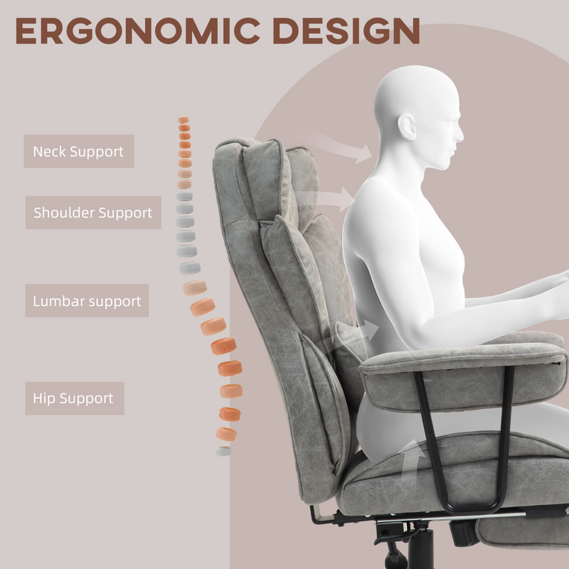 HOMCOM Massage Office Chair, Heated Reclining Desk Chair, Grey