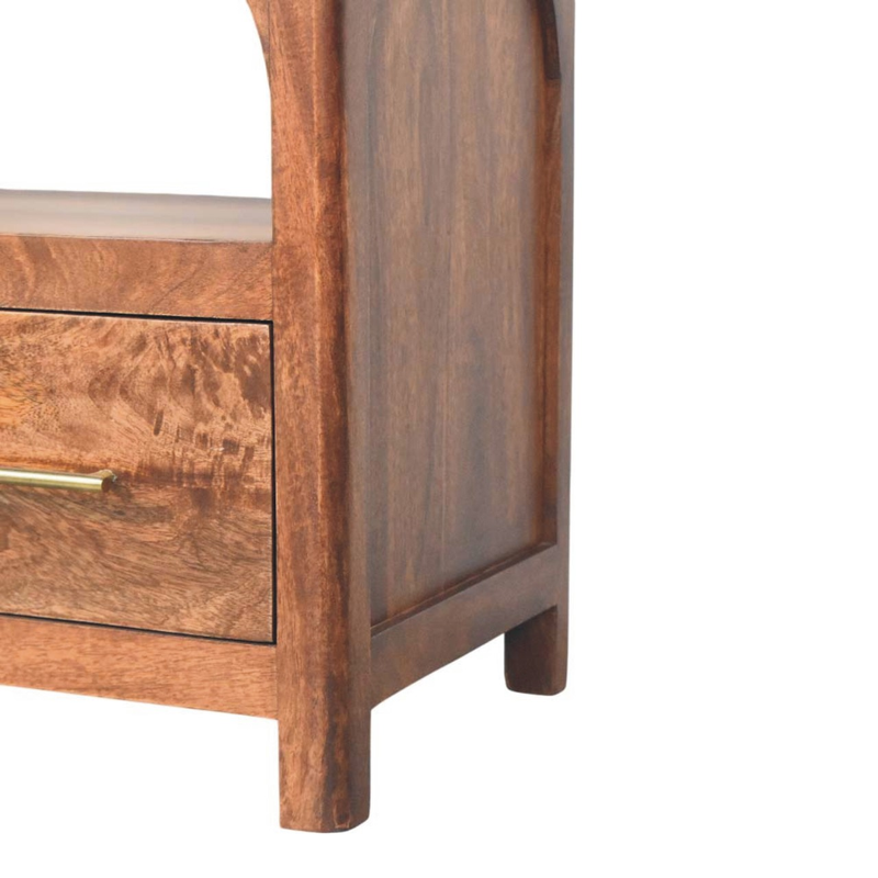 Artisan Furniture Solid Wood Arc-Line Media Console, 2 Drawers & 1 Open Slot, Brown