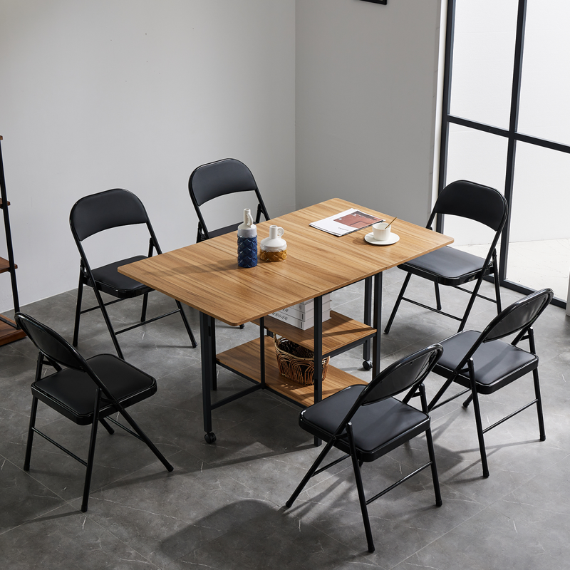 4pcs Elegant Foldable Iron & PVC Chairs for Convention & Exhibition Black