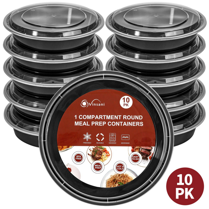 VINSANI 20pk ROUND 1 COMPARTMENT MEAL PREP CONTAINERS 1010493