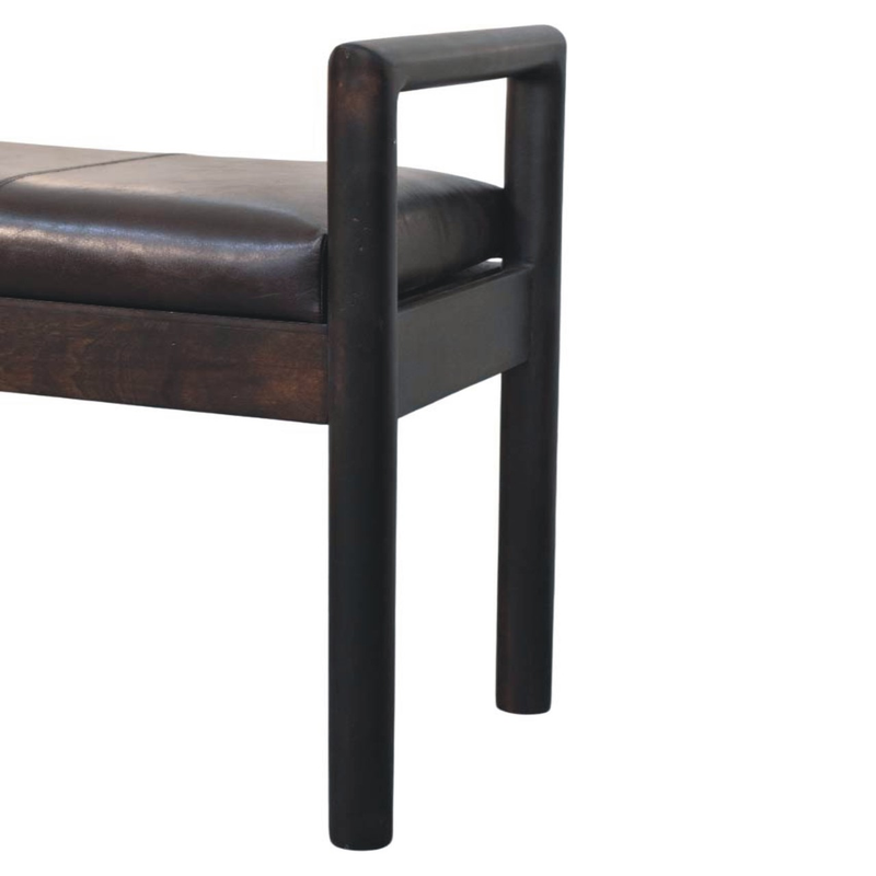 Artisan Furniture Solid Wood Gridline Bench, Upholstered, Black