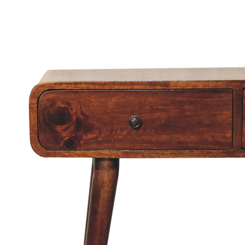 Artisan Furniture Solid Mango Wood Chestnut Curved Hallway Table