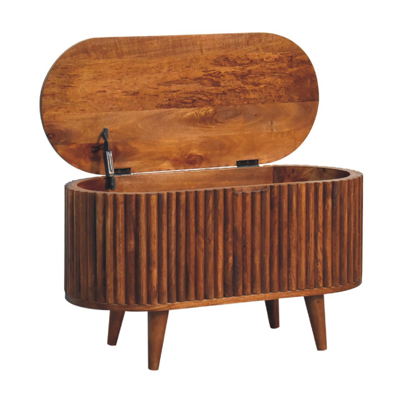 Artisan Furniture Solid Wood Reeve Lid-up Blanket Box, Light Brown