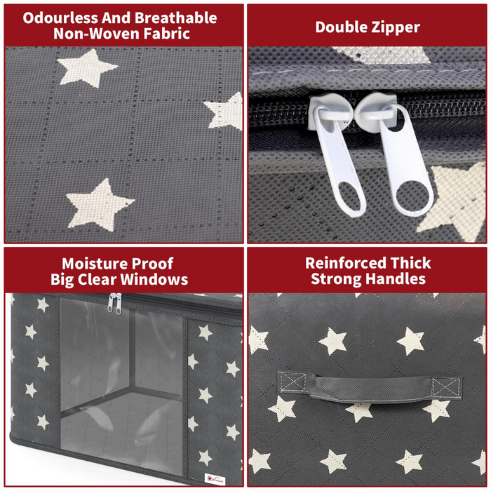 VINSANI 3pc DELUXE STORAGE BAGS GREY STAR 0000329