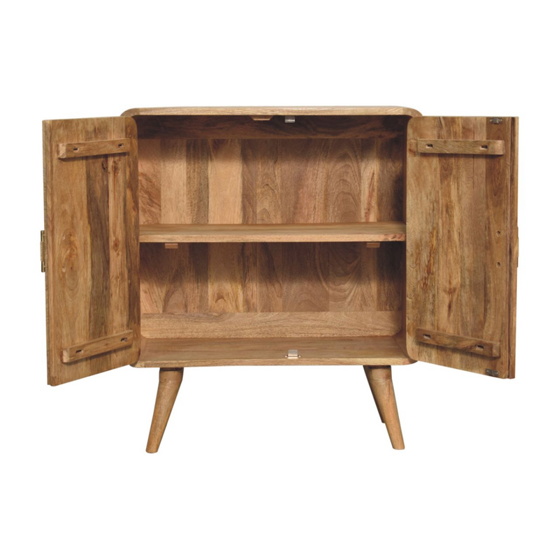Artisan Furniture Solid Wood T-bar Ridged Cabinet, Light Brown, 2 Doors
