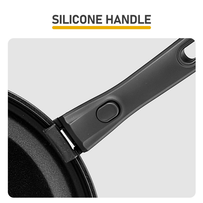 23-Piece Aluminum Cookware Set, Black Non-Stick Pots and Pans Set with Removable Handles - 7 Pots & 2 Lids, Compatible with Induction, Gas, Electric Stoves, Ideal for Home Kitchen & Outdoor Camping