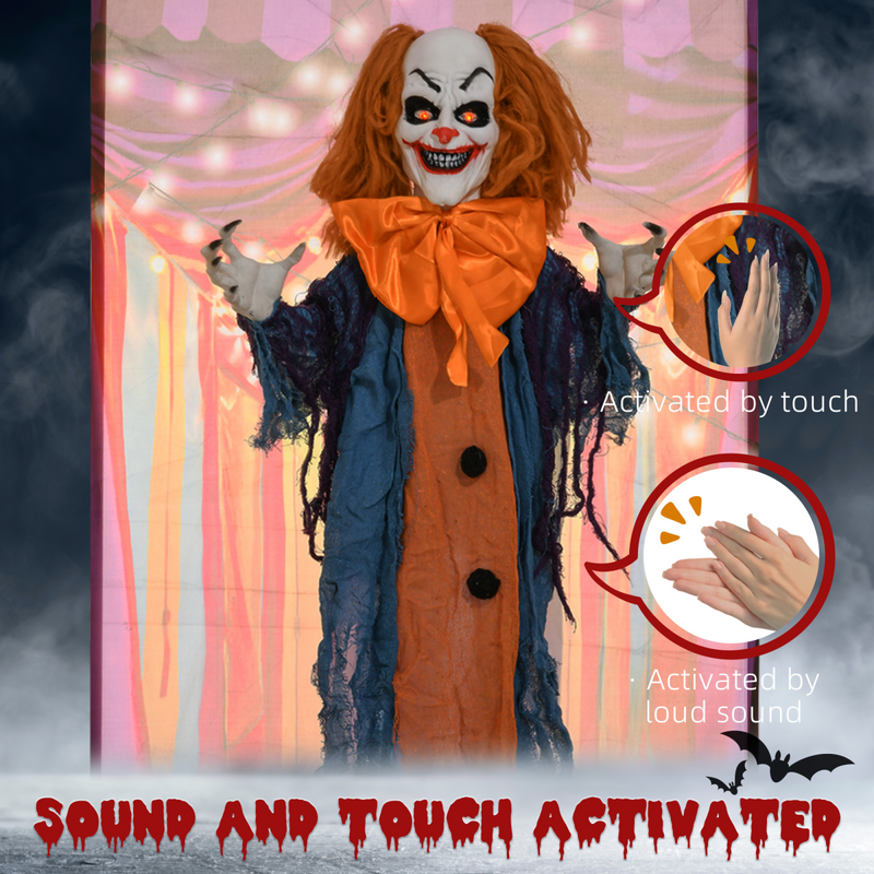 HOMCOM Circus Clown Halloween Decoration, Outdoor Animated Prop for Party