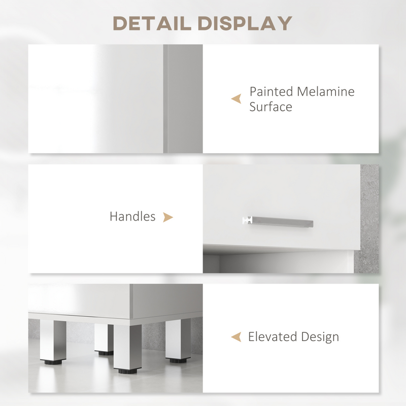 kleankin Tall Narrow Bathroom Storage Cabinet Cupboard w/ Cabinets, White