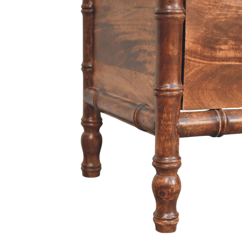 Artisan Furniture Solid Wood Bamboo Frame Nightstand in Roasted Almond, 2 Drawers, Dark Brown