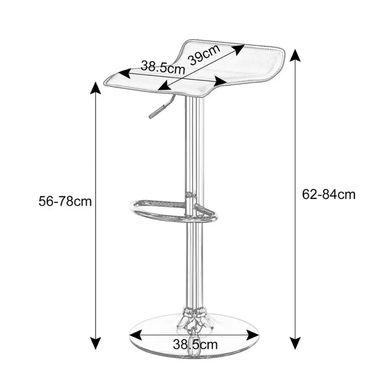 1PC Height-Adjustable Bar Stool Synthetic Leather Chrome-plated Steel Anti-slip Rubber Easy-care Chair Well-pad Counter Stool