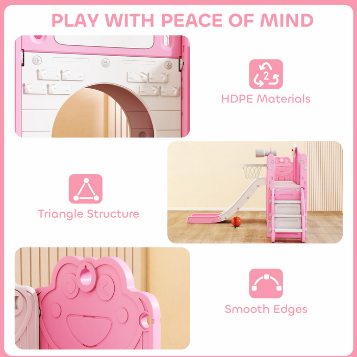 AIYAPLAY 7 in 1 Toddler Slide Set, Frog Theme Playset with Basketball Hoop