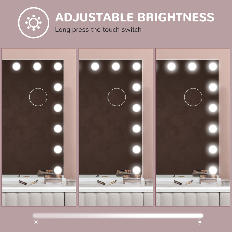 HOMCOM Hollywood Vanity Mirror with Lights, 10X Magnifying, USB Port, White