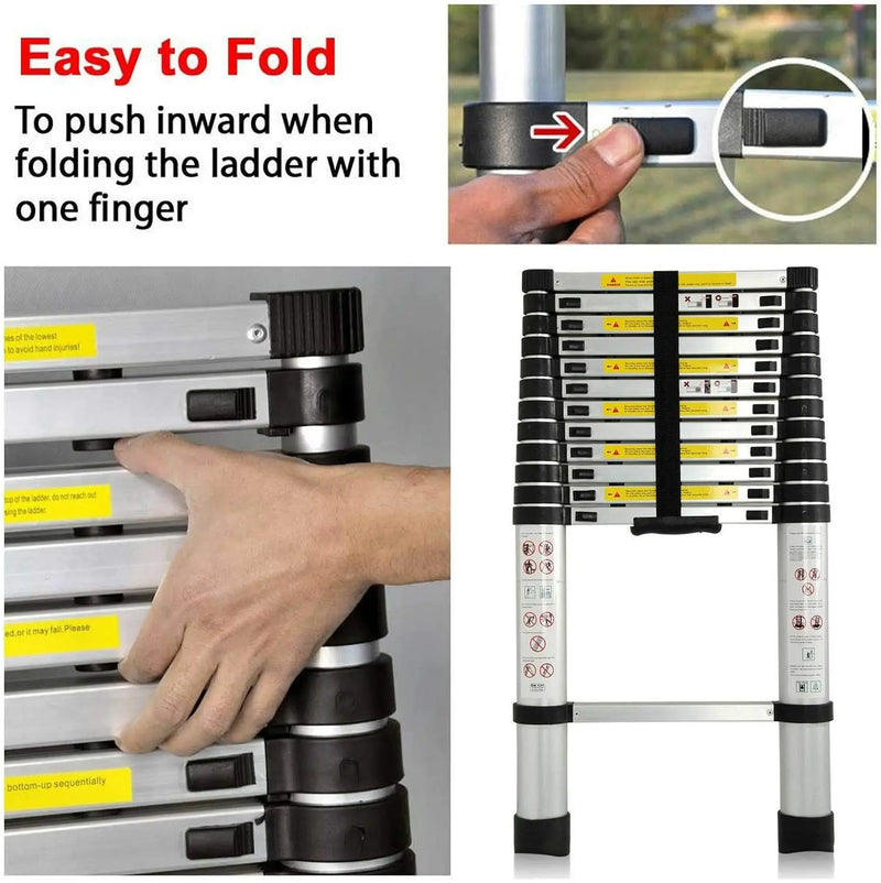 Telescopic Ladder Aluminum Telescoping Ladder Folding Ladder with Non-Slip Feet, Multi-Purpose Extension Straight Ladder Loft