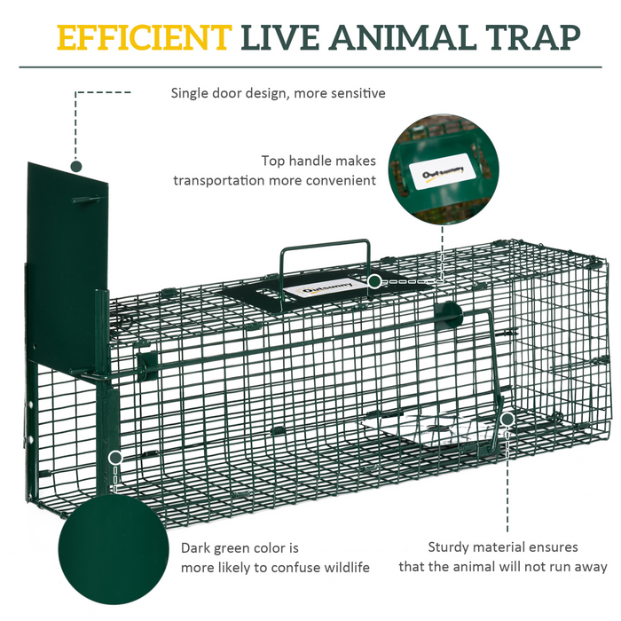 Outsunny Single Door Rat Trap for Small Animals, Dark Green