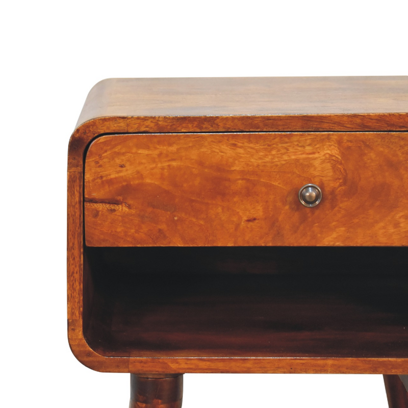 Artisan Furniture Solid Wood Curve Open Slot Chestnut Bedside