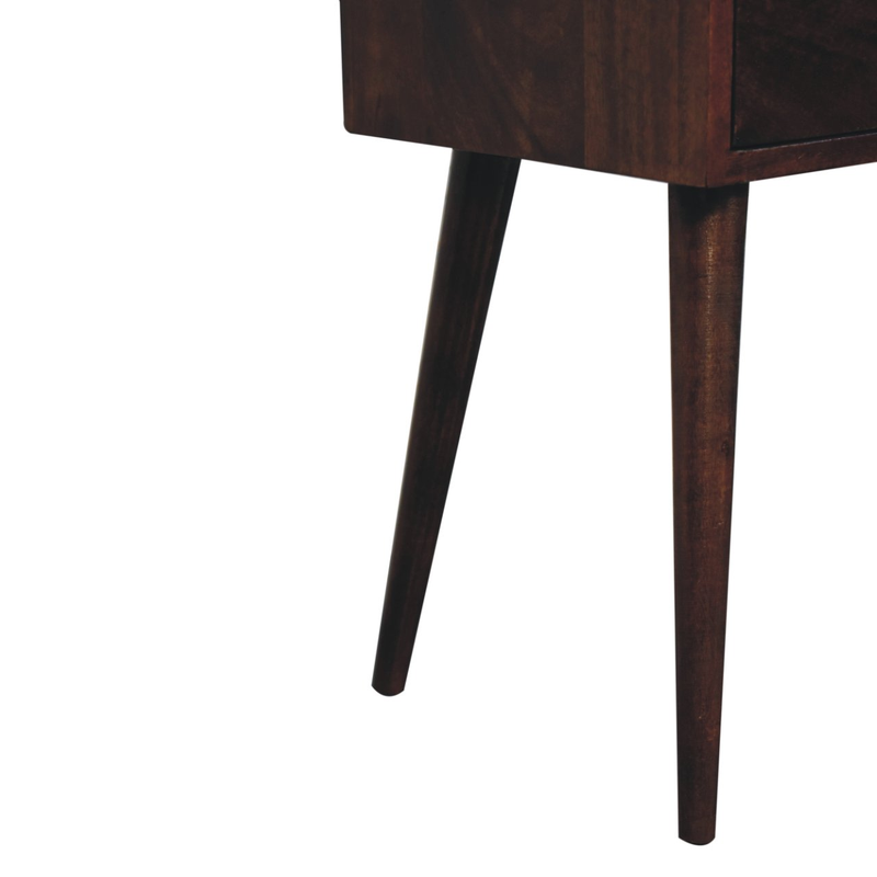Artisan Furniture Solid Wood Mini 2 Drawer California Walnut Bedside, Dark Brown