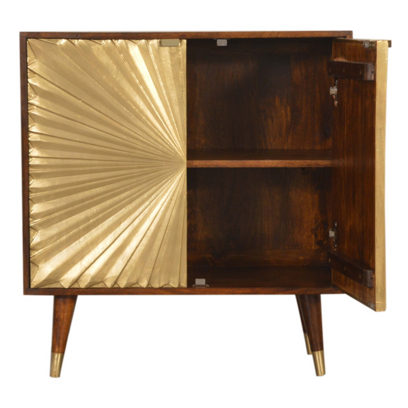 Artisan Furniture Solid Mango Wood Manila Gold Cabinet