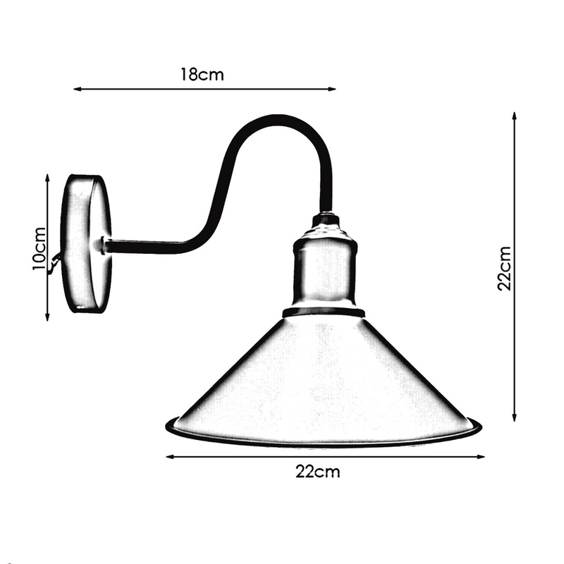 Black Vintage Industrial E27 Wall Sconce with Swan Neck Wall Light  ~2484