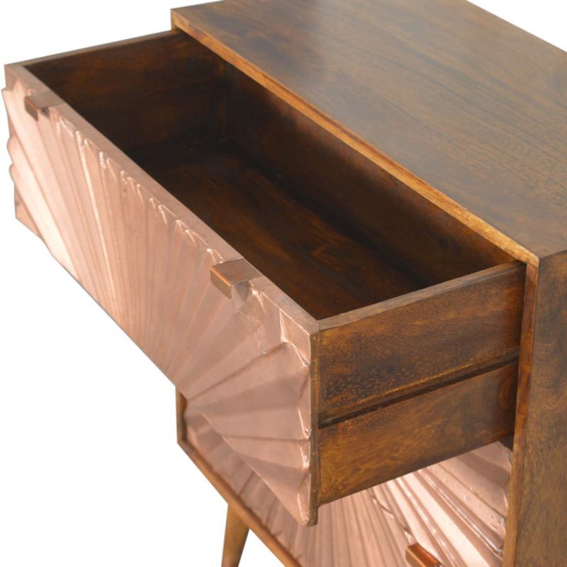 Artisan Furniture Solid Wood Manila Copper Chest, Light Brown, 3 Drawers