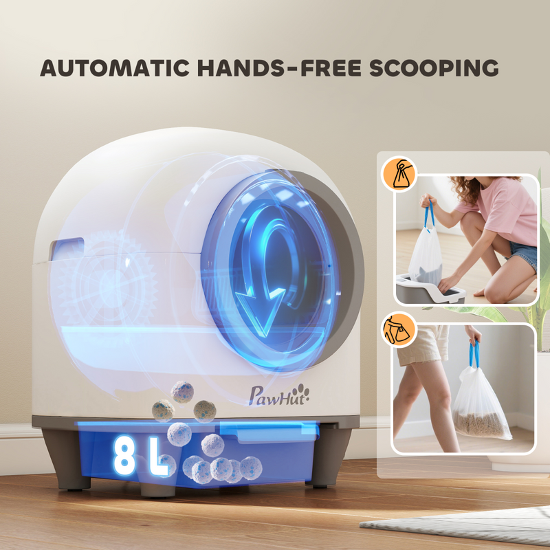 PawHut 80L Self Cleaning Cat Litter Tray with APP Control Safety Protection