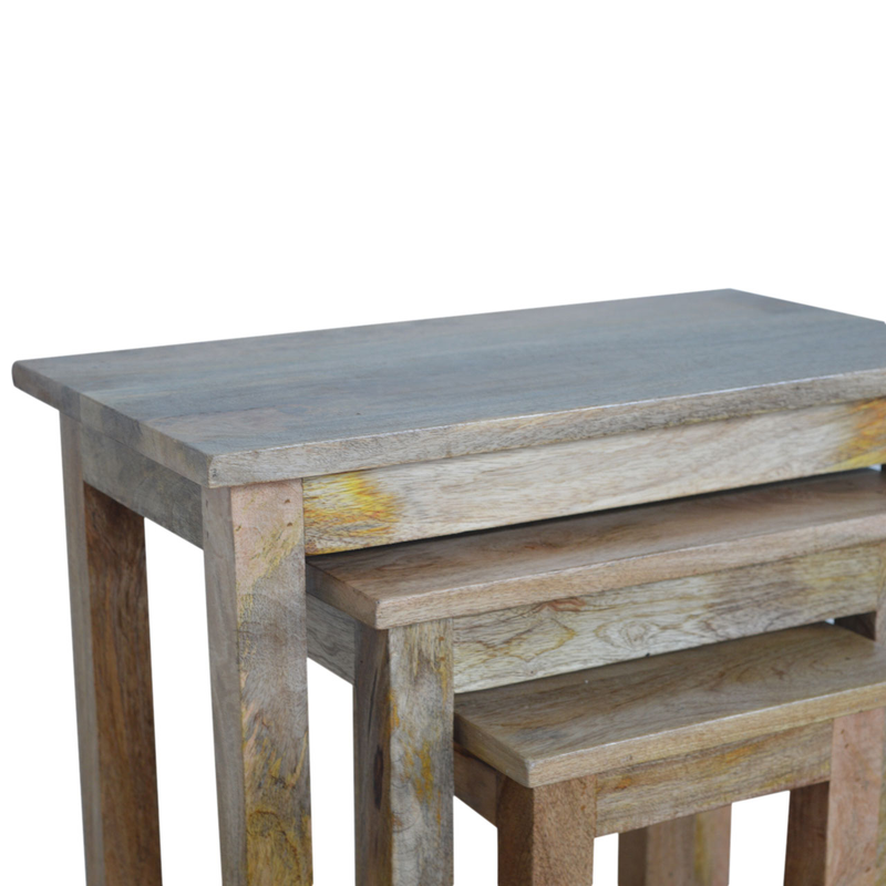 Artisan Furniture Country Solid Wood Stool Set of 3, Beige