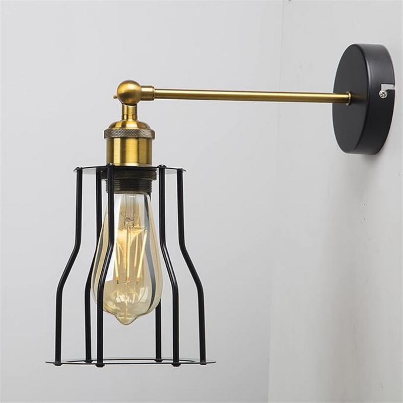 Black Industrial Plug-In Wall Sconce with Dimmer Adjustable Arm Lamp~2259