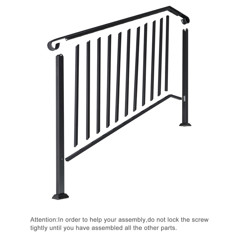 [Same Code：81504920  40310676]Artisasset Matte Black Outdoor 4 Level Iron Handrail