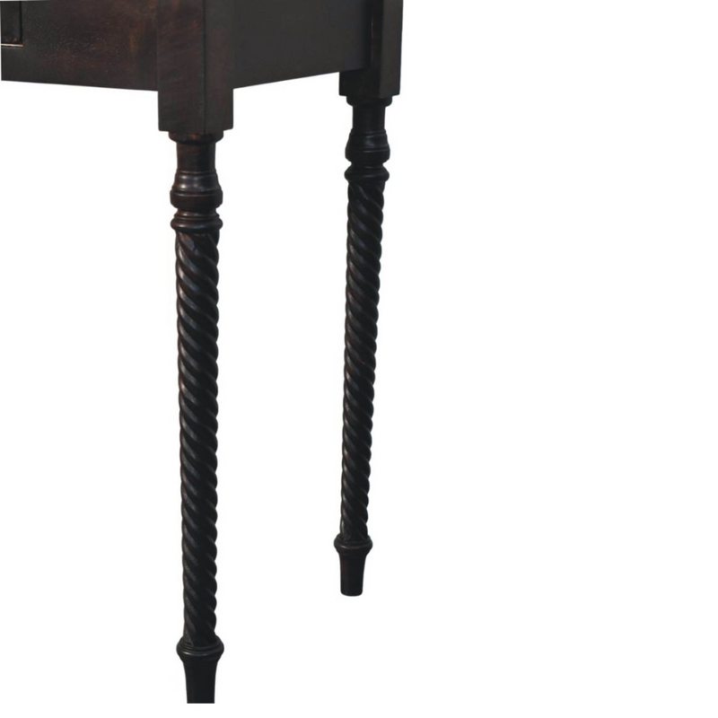 Artisan Furniture Solid Wood Cordelier Turned-Leg Writing Desk, 1 Drawer, Dark Brown