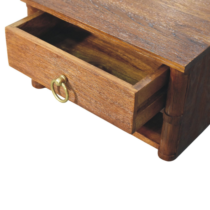 Artisan Furniture Solid Wood Box Frame Wall Nightstand, 1 Drawer & 1 Shelf, Brown