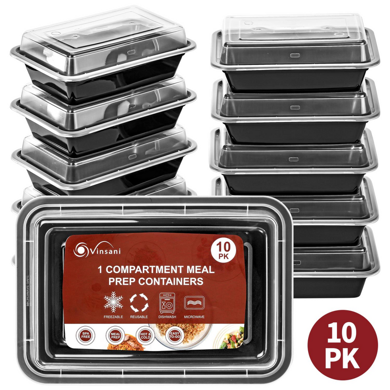 VINSANI 10pk 1 COMPARTMENT MEAL PREP CONTAINERS 1010423 X 3