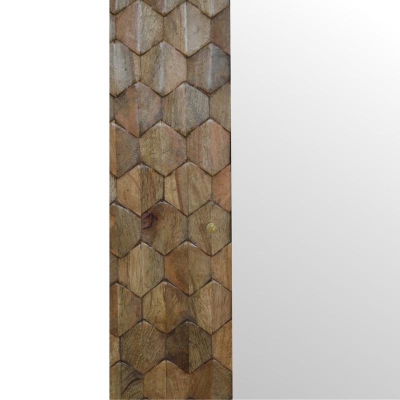 Artisan Furniture Solid Mango Wood Pineapple Carved Mirror Cabinet