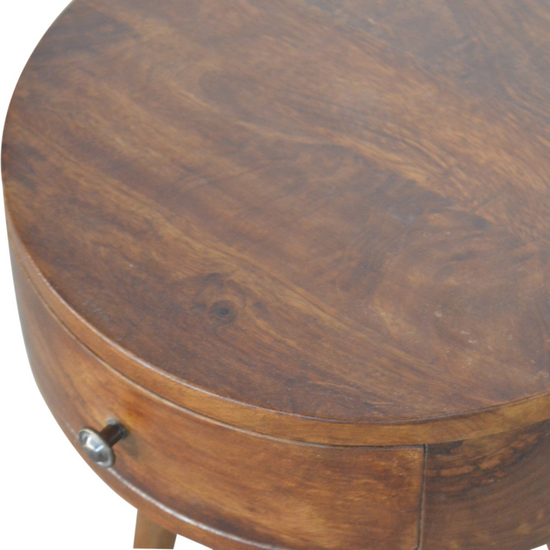 Artisan Furniture Solid Wood Nordic Chestnut Circular Bedside