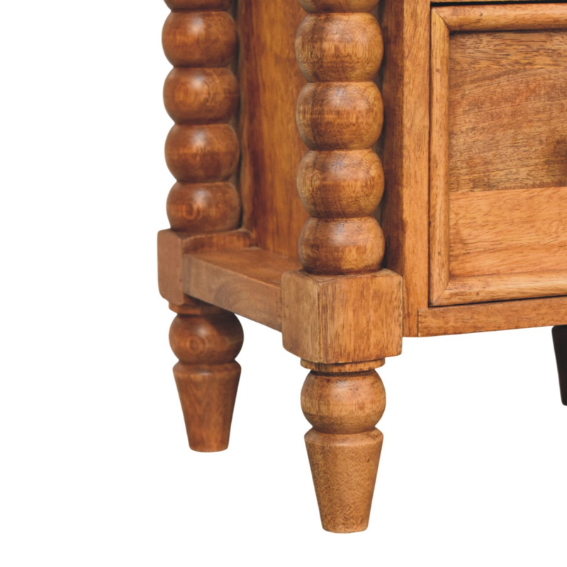 Artisan Furniture Solid Wood Barley Twist Bedside, 2 Drawers, Brown