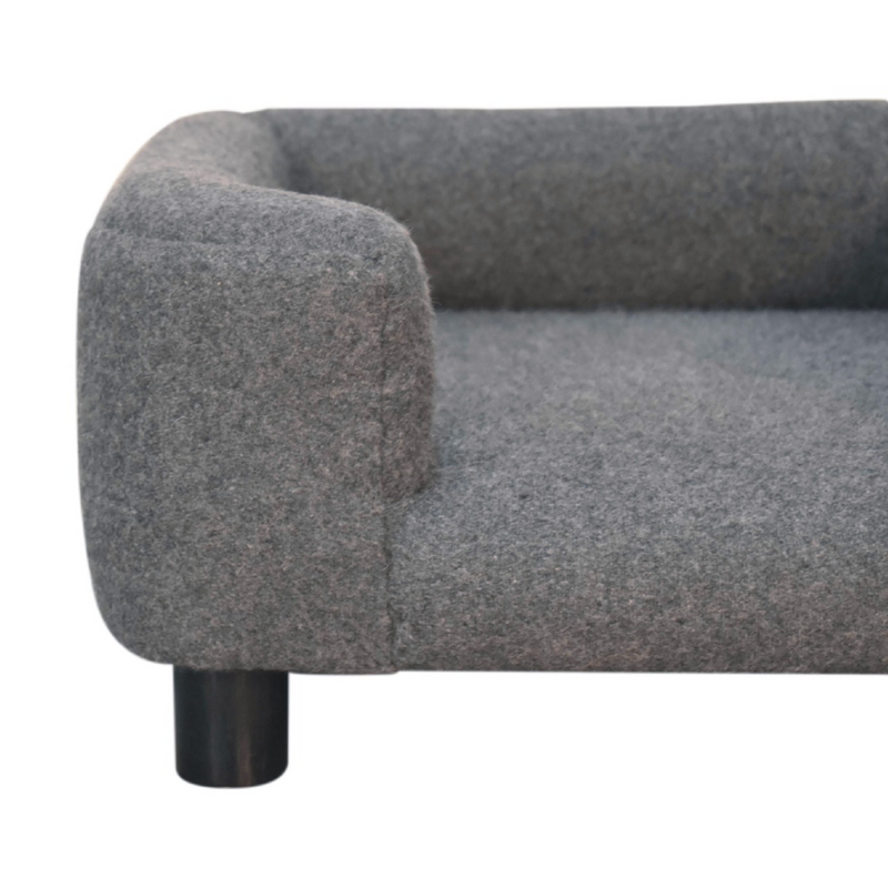 Artisan Furniture Solid Mango Wood Mini Battleship Tweed Pet Sofa Bed