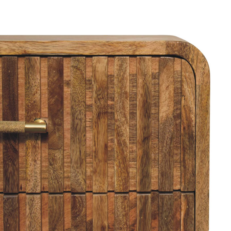 Artisan Furniture Solid Wood T-bar Ridged Bedside