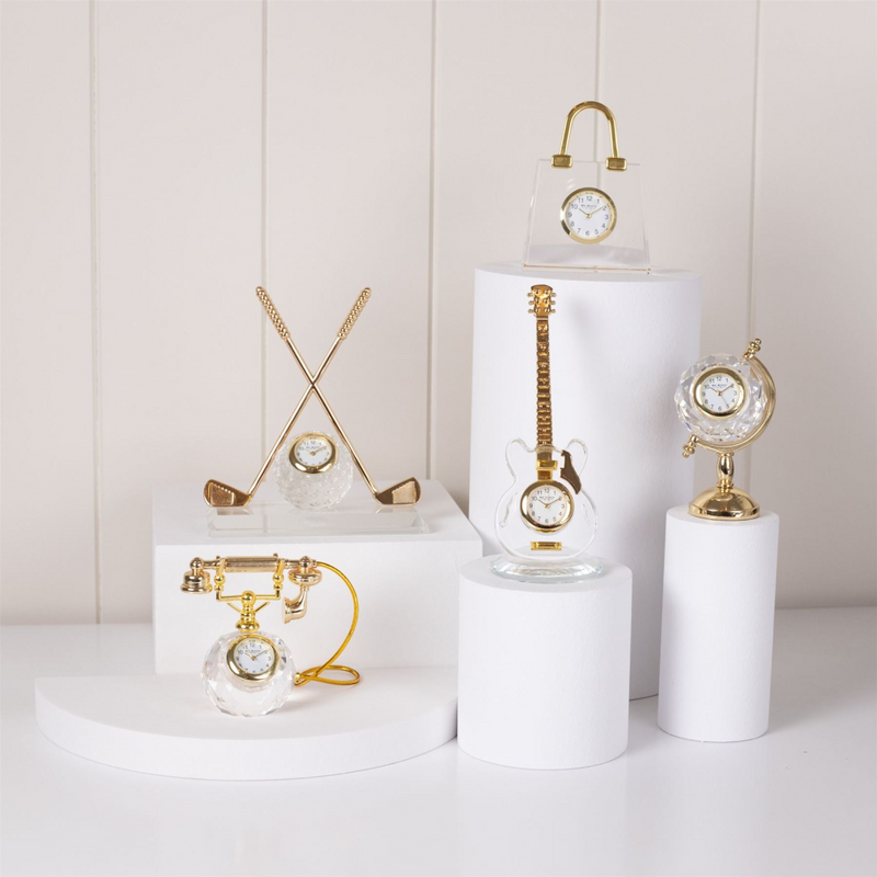 Wm.Widdop Miniature Clock Crossed Golf Clubs with Glass Ball
