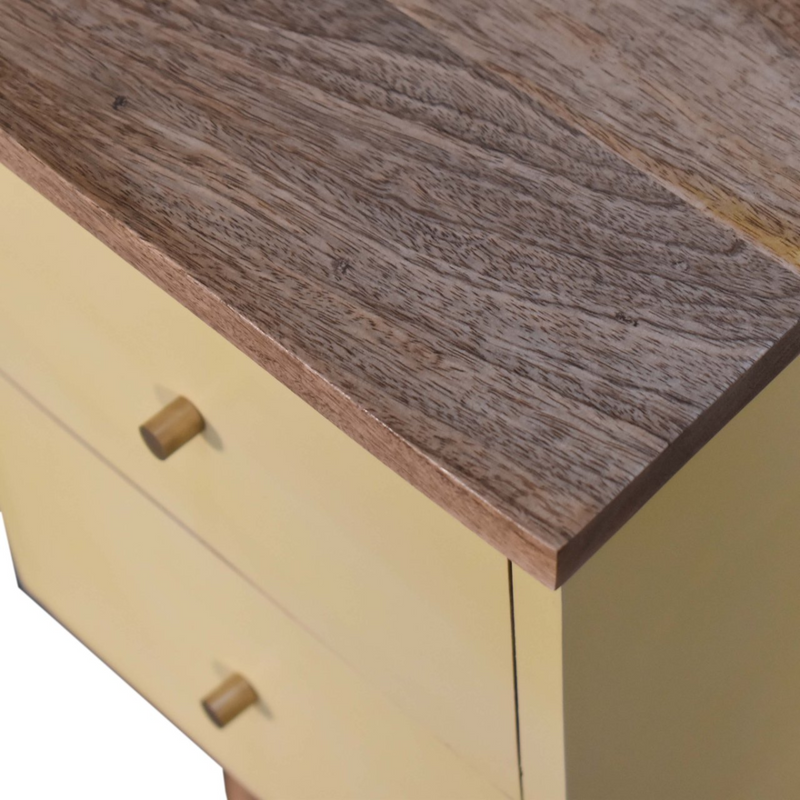 Artisan Furniture Solid Wood Yellow Hand Painted Bedside