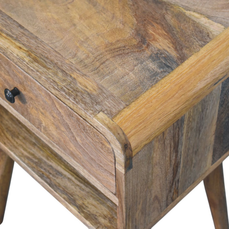 Artisan Furniture Solid Wood Avora Oak-ish Nightstand with Drawer and open slot