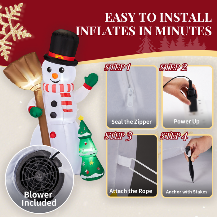 1.85M Lighted Christmas Inflatable Decoration, Inflatable Snowman Holding Groom, Funny Blow Up Yard Decorations with Built-in LED Lights for Holiday Party Front Yard Lawn Garden Decor