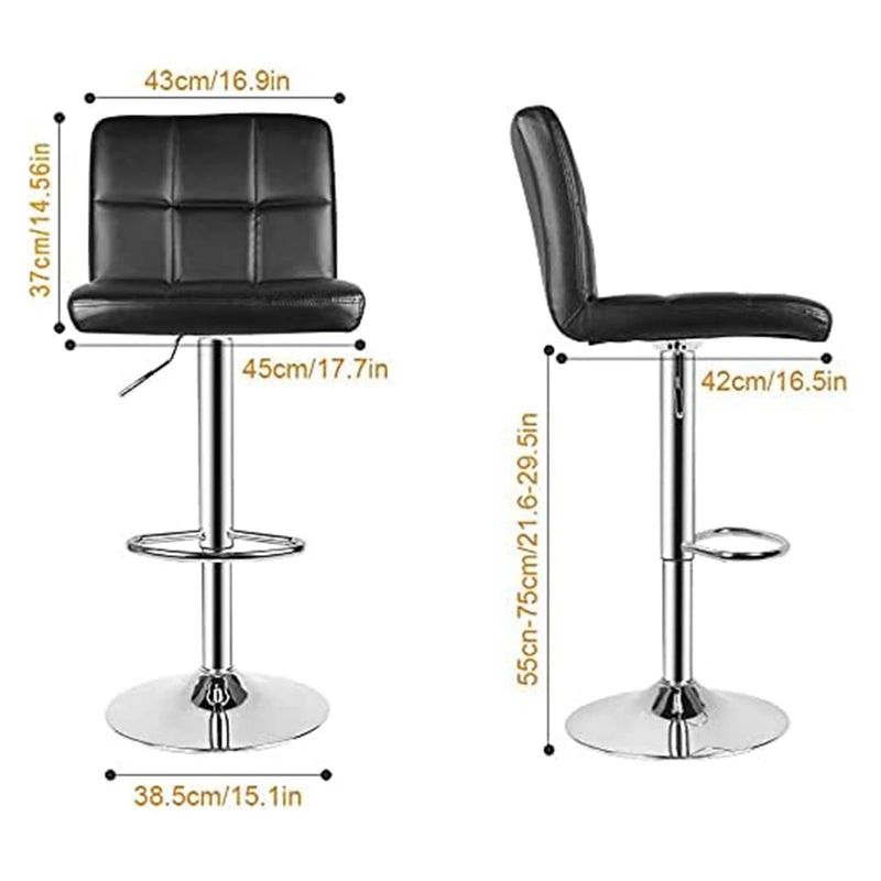 Bigzzia Bar Stools PU Leather Swivel Bar Chairs with Backrest for Breakfast Bar Counter Kitchen Home High Foot Stool 2pcs