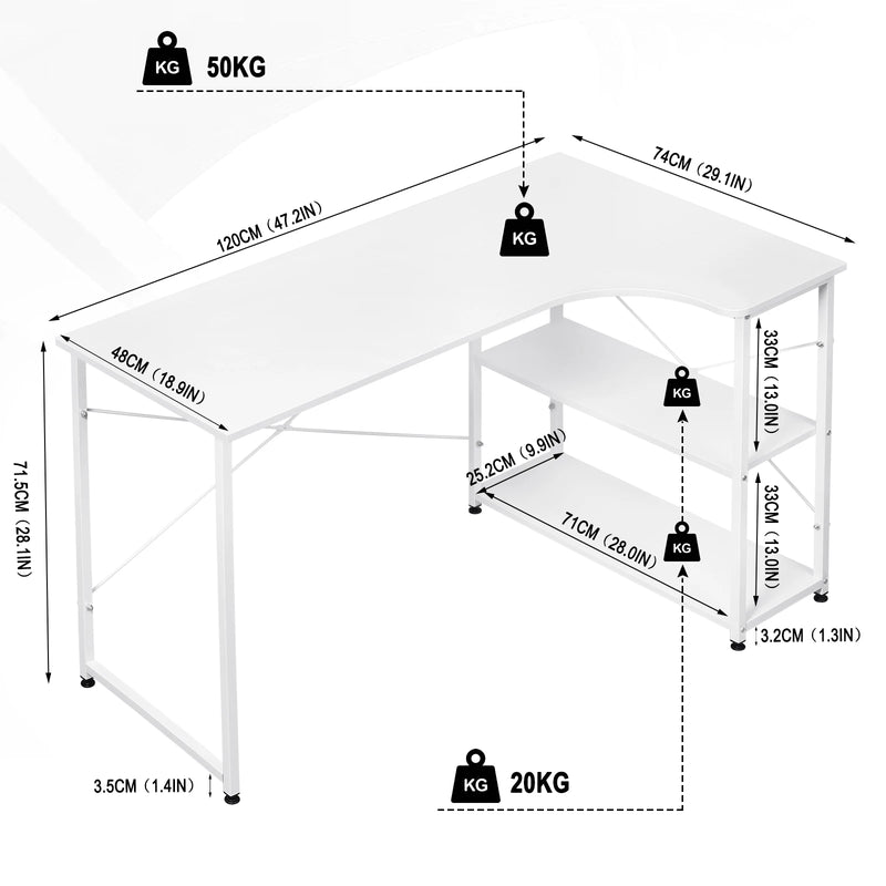 1PC Computer Table L-Shaped Office Desk  PC Laptop Table Workstation Study Writing Desk Dining Gaming Table