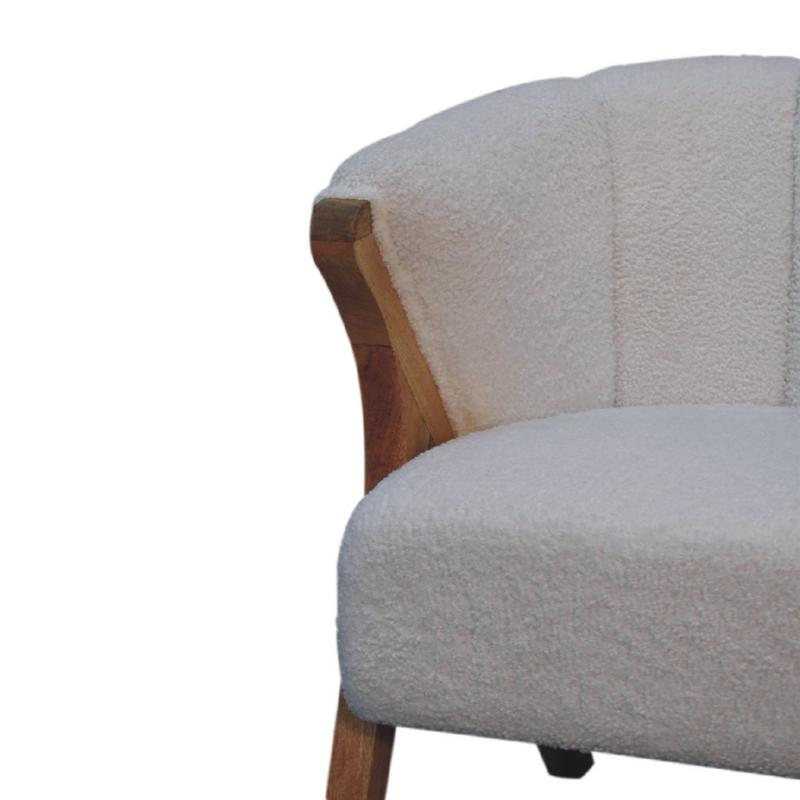 Artisan Furniture Solid Wood White Boucle Minimalistic Chair