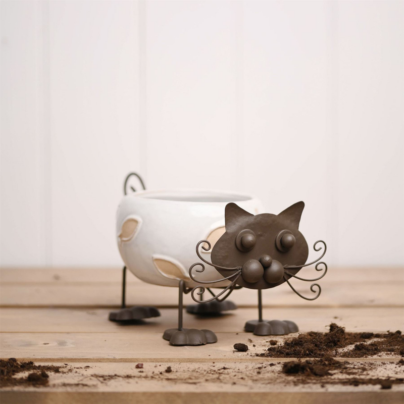 Country Living Ceramic Cat Planter