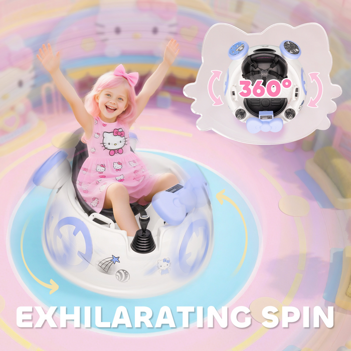 AIYAPLAY Hello Kitty Kids Ride on Bumper Car with Remote Control, White